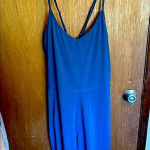 Blue Spaghetti Strap Jumpsuit has a built in shelf bra too